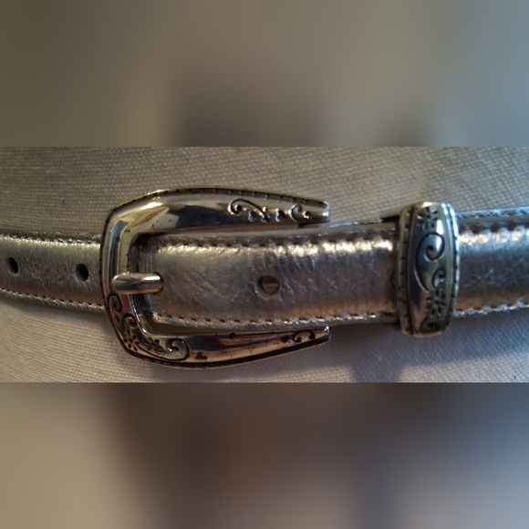 Vintage Y2K Brighton Silver Leather Boho Casual Everyday Belt w/ Hearts 36in main image 4